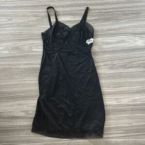 Vintage Carol Brent Elegant Black Slip Dress Size 12 Lace Detail